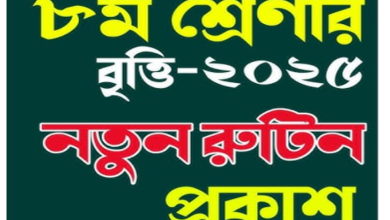 ক্লাস ৮ বৃত্তি পরীক্ষার রুটিন ২০২৫