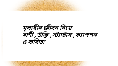 মূল্যহীন জীবন নিয়ে বাণী ,উক্তি ,স্ট্যাটাস ,ক্যাপশন ও কবিতা